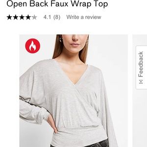 Express Open Back Faux Wrap Top Silver Heather Gray